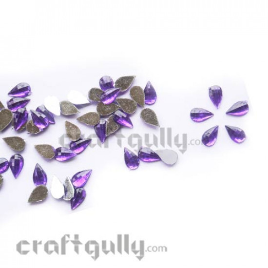 Rhinestone 9mm - Drop - Purple - Pack of 50