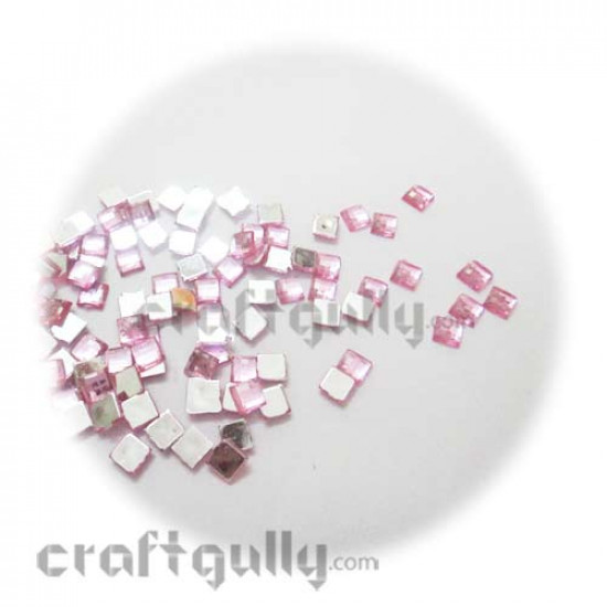 Rhinestones 6mm Square - Baby Pink - Pack of 100