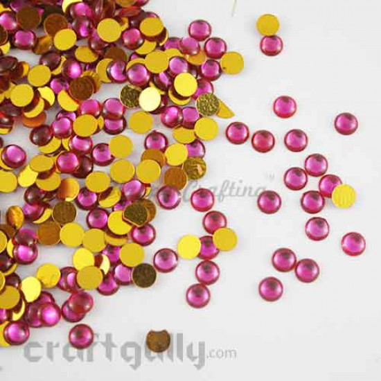 Kundan Stones 5mm Round - Pink - 10gms