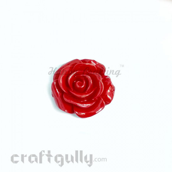 Resin Rose 15mm - Red - Pack of 2