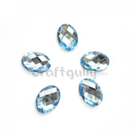 Rhinestone - Oval - Blue (Pack of 5)