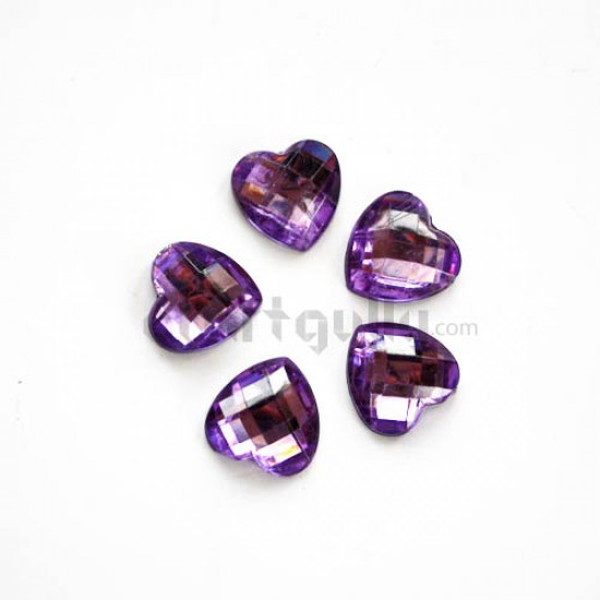 Rhinestone - Heart - Purple (Pack of 5)