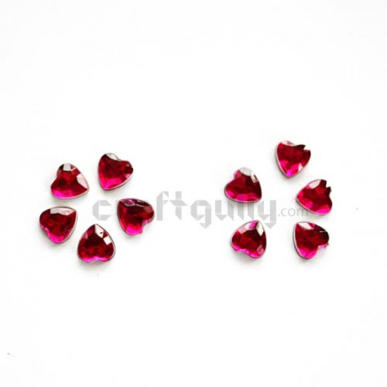 Rhinestone - Heart - Pink (Pack of 10)