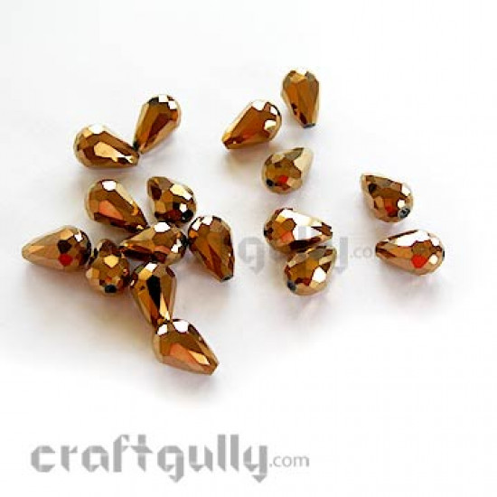 Glass Beads 17mm - Faceted - Drop - Copper (Pack of 10)