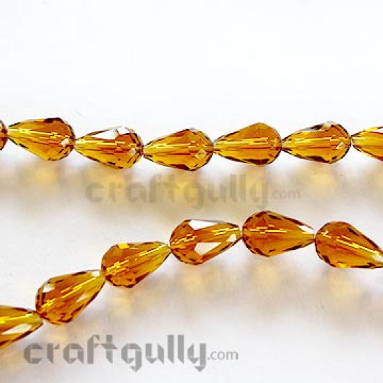 Glass Beads 17mm - Faceted - Drop - Rust (Pack of 10)