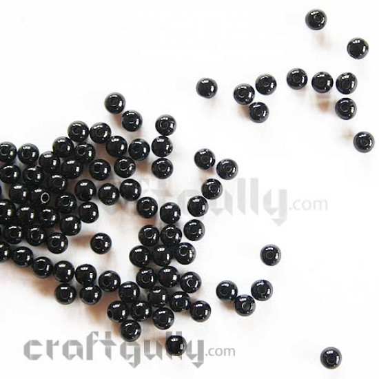 Seed Beads 4mm - Acrylic - Black - Pack of 50