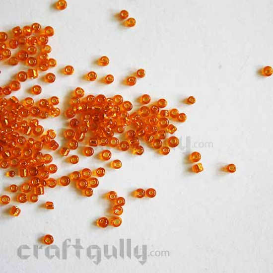 Seed Beads 2mm Glass - Orange - 25gms