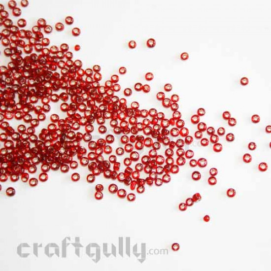 Seed Beads 2mm Glass - Red - 25gms