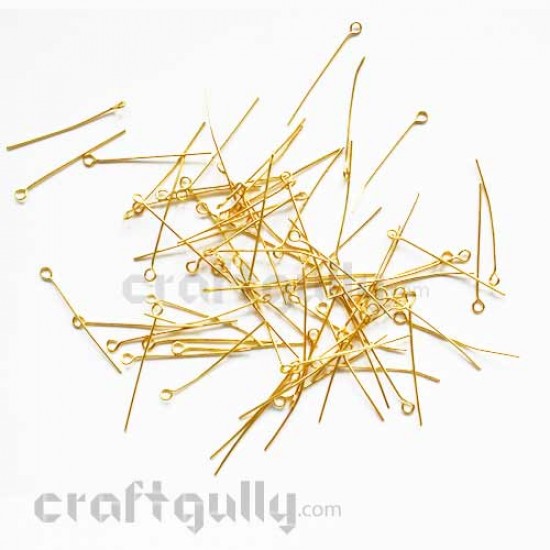 Eye Pins 30mm - Golden Finish - Pack of 20