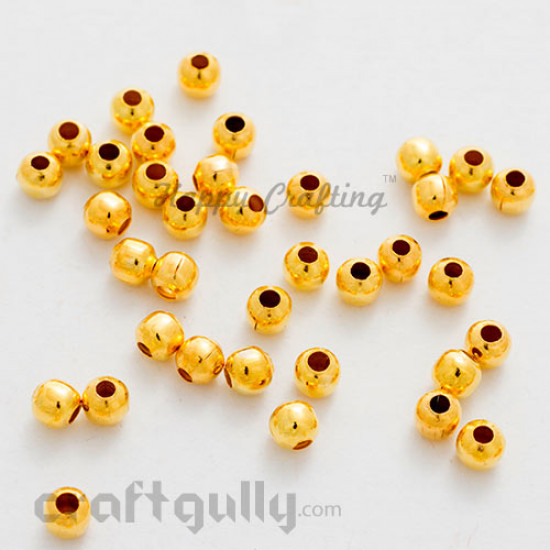 Seed Beads 4mm - Metal - Golden - 50 Beads