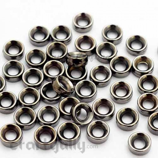 Spacer Beads 6mm Acrylic - Ring - Gun Metal -  Pack of 40