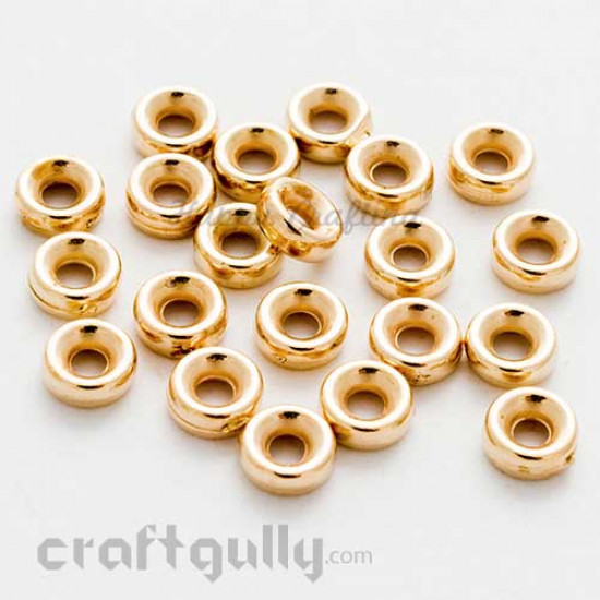 Spacer Beads 6mm Acrylic - Ring - Light Gold -  Pack of 40