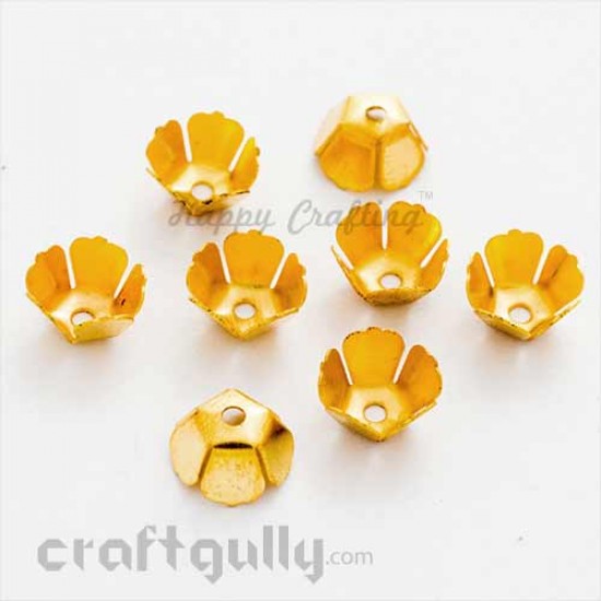 8mm Bead Caps In Geometric Shape Golden Finish Online In India