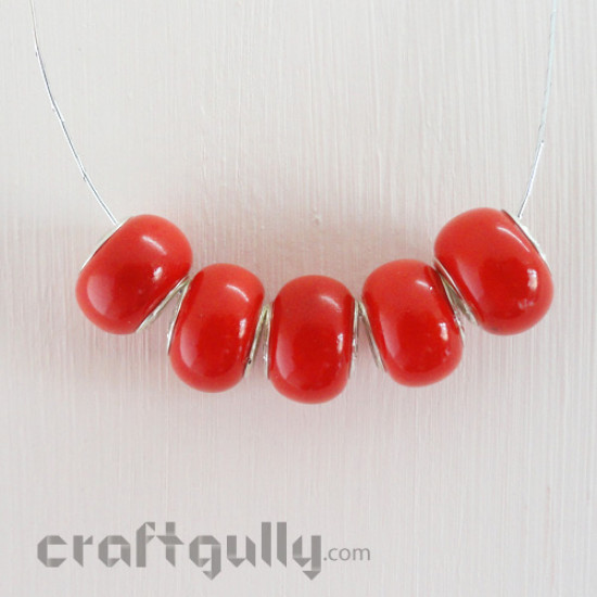 Lampwork Glass Beads - Red - Pack of 5