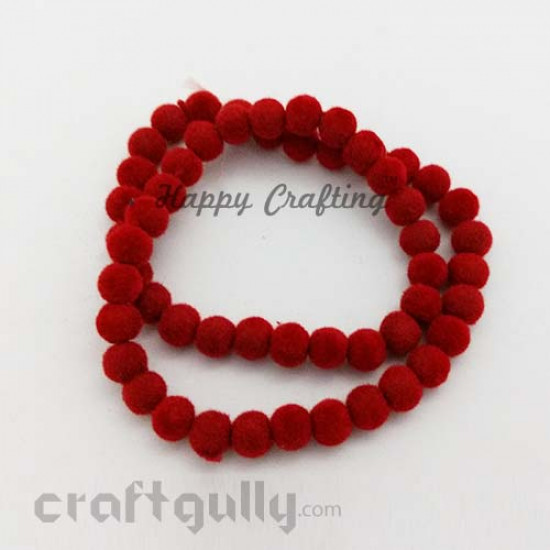 Velvet Beads 8mm - Round - Red - Pack of 48