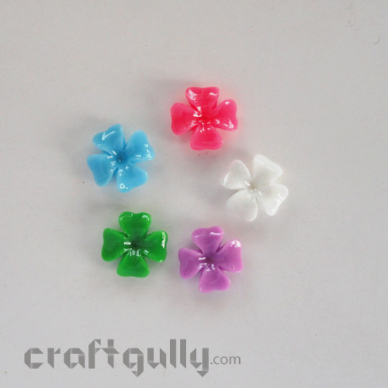 Resin Flowers - Assorted Colors - Pack of 5