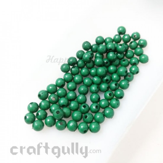Acrylic Beads 4mm Round - Dark Green - 5gms