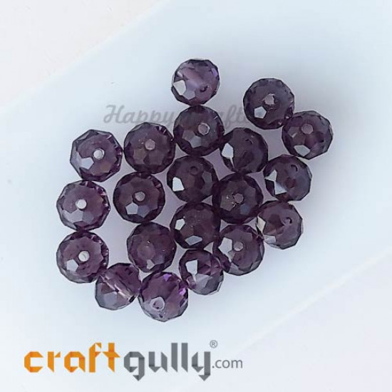 Glass Beads 6mm - Rondelle Faceted - Trans. Wine - 20 Beads