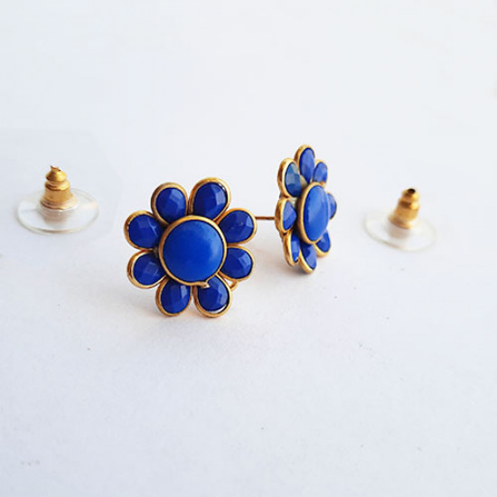 Earring Studs - Pachi - Design #12 - Blue - 1 Pair