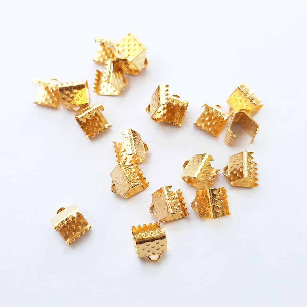 7mm Ribbon Clamp Crimp Ends Golden Online. COD. Low Prices. Fast Delivery