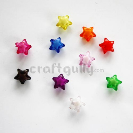 Spacer Beads 11mm - Acrylic - Assorted Stars - Pack of 10