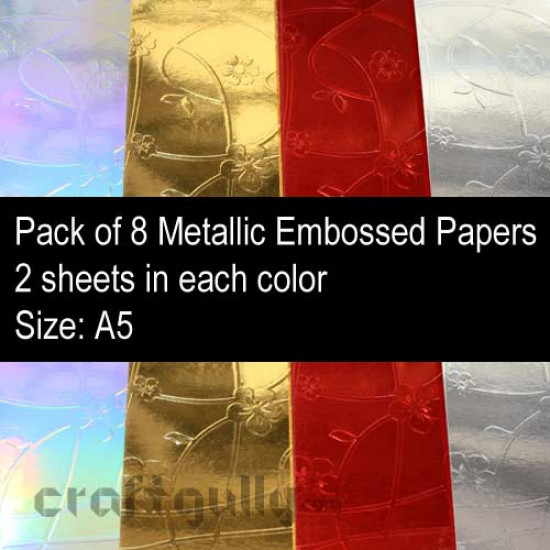 Metallic Paper A5 - Embossed - Pack of 8