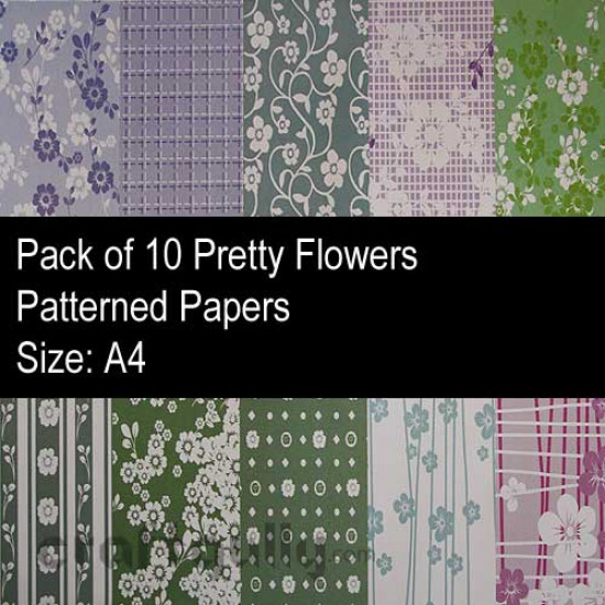 Pattern Paper A4 - Pretty Flowers - Pack of 10