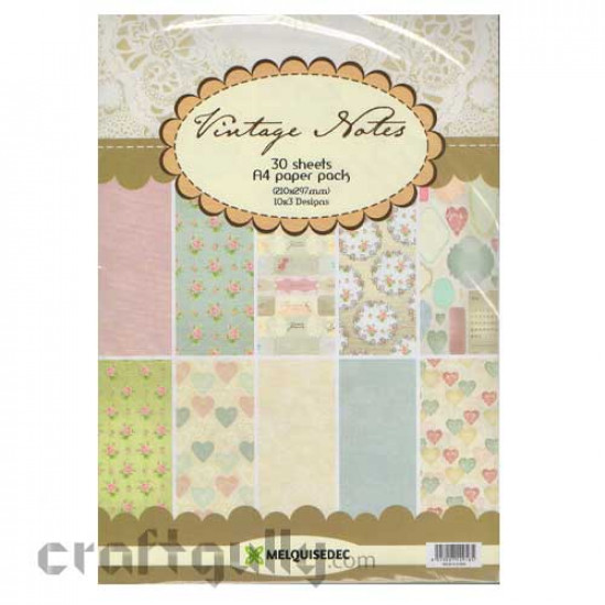 Pattern Paper A4 - Vintage Notes - Pack of 30