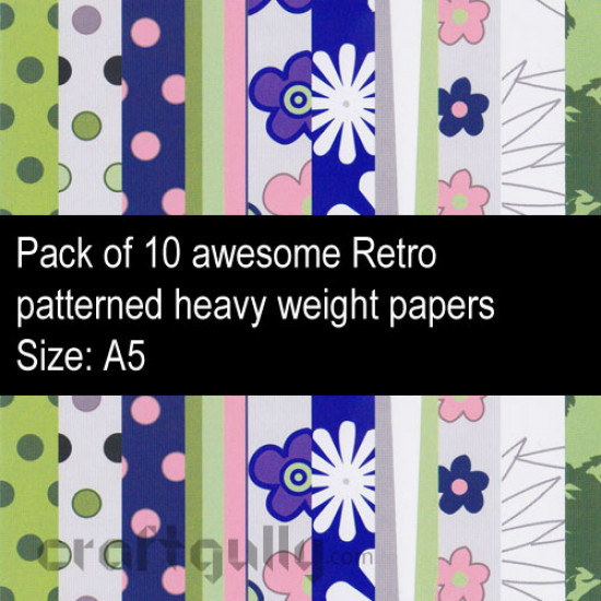 Pattern Paper A5 - Retro - Pack of 10