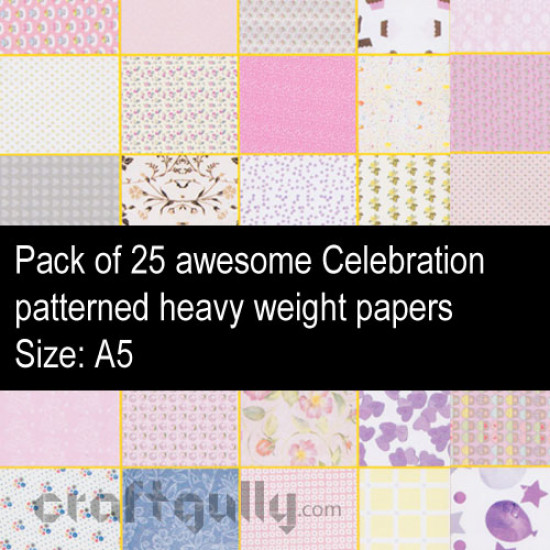 Pattern Paper A5 - Celebration - Pack of 25