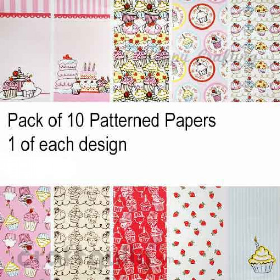 Pattern Paper A5 - Cupcakes - Pack of 10