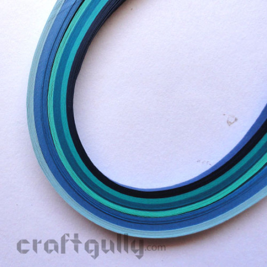 Quilling Strips 5mm Aqua Blues Pack